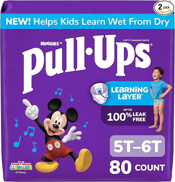 Pull-Ups Boys' Potty Training Pants, Size 5T-6T Training Underwear (46-60 lbs), 80 Count