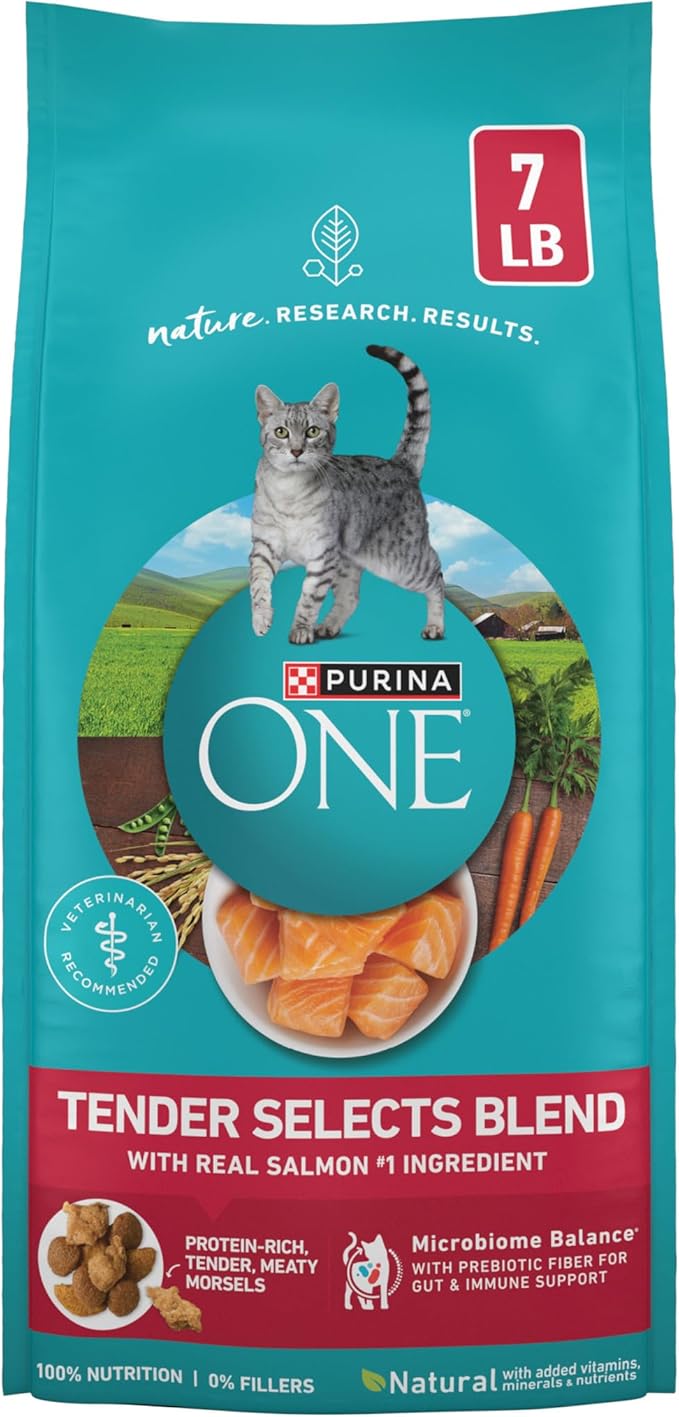 Purina ONE Natural Dry Cat Food, Tender Selects Blend With Real Salmon - 7 lb. Bag