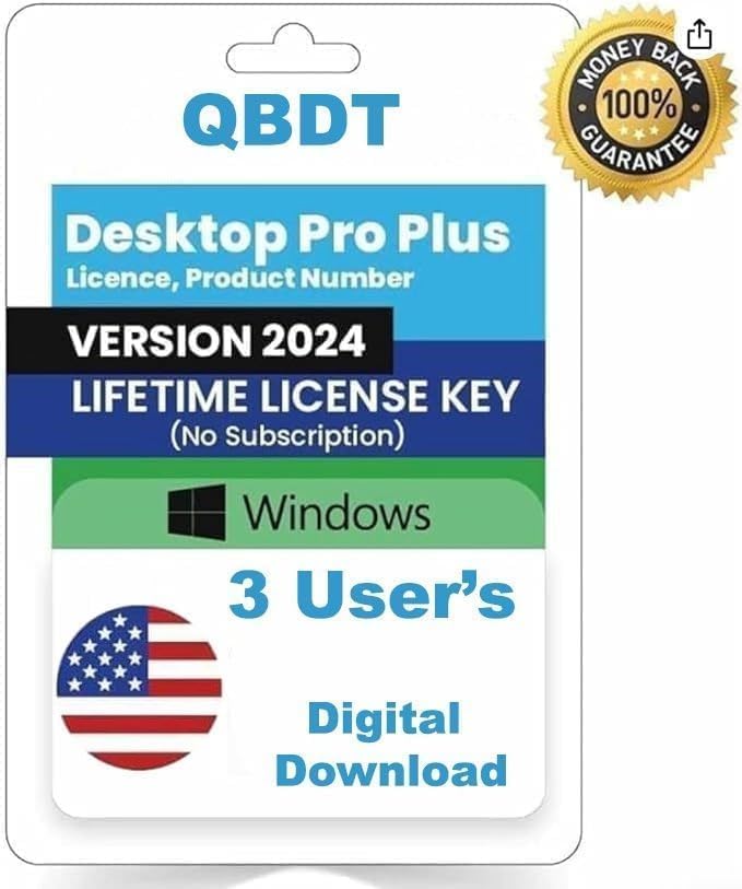 Quick-Books Desktop Pro "Plus" 2024 | 3 User | LIFETIME Version | NO DVD | Amazon Message Delivery(Within 1-8hrs) - Only PC, Not for Mac | 100% Money Back Guarantee