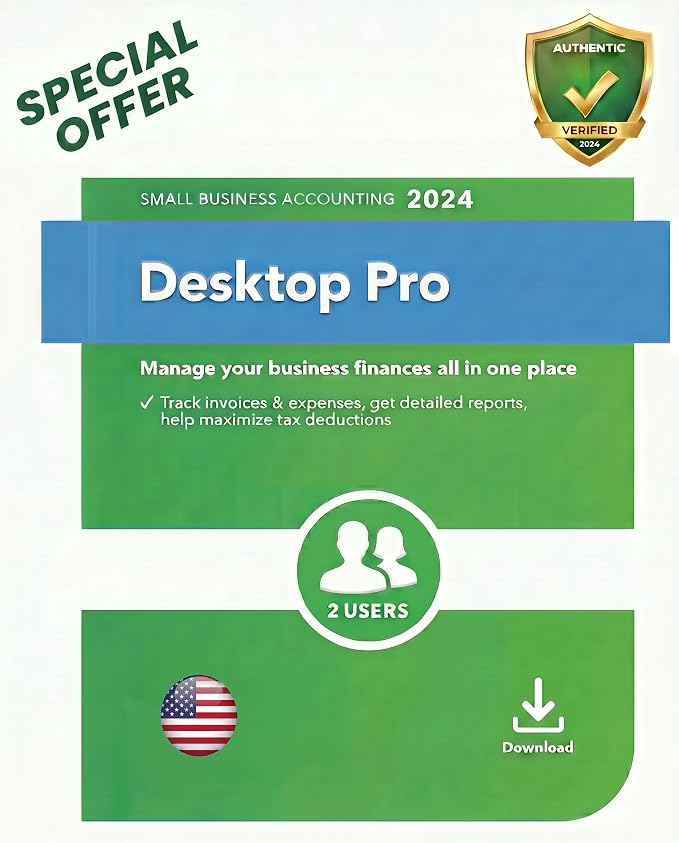 Quick-Books Desktop Pro 'Plus' 2024 for Windows/PC | 2 users | NO DVD | Lifetime | Amazon Message Delivery (Within 1-12hrs)