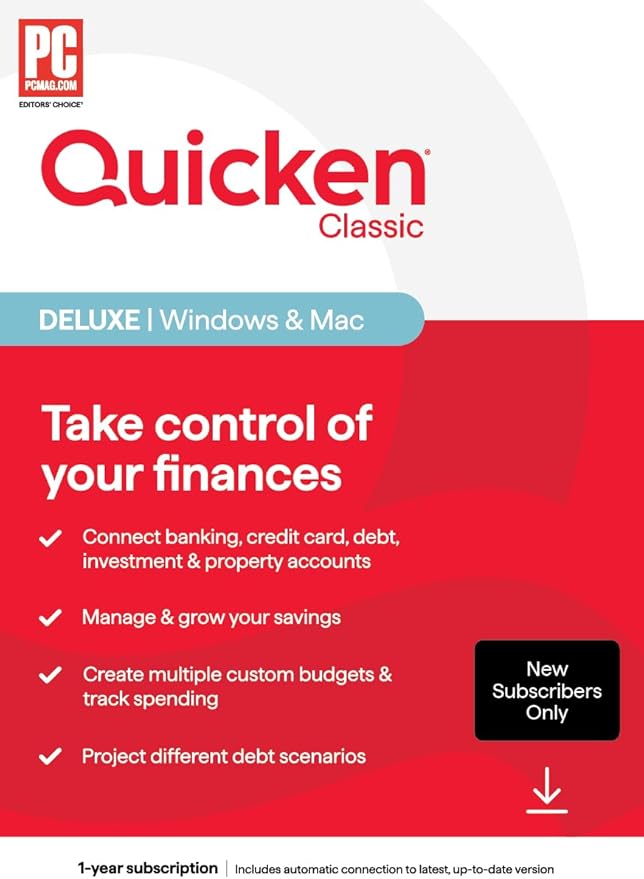 Quicken Classic Deluxe for New Subscribers| 1 Year [PC/Mac Online Code]