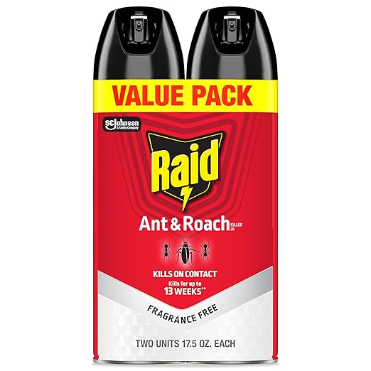 Raid Ant & Roach Killer, Fragrance Free Bug Killer for Home Use, Kills Bugs on Contact, 17.5 Oz, 2 Count