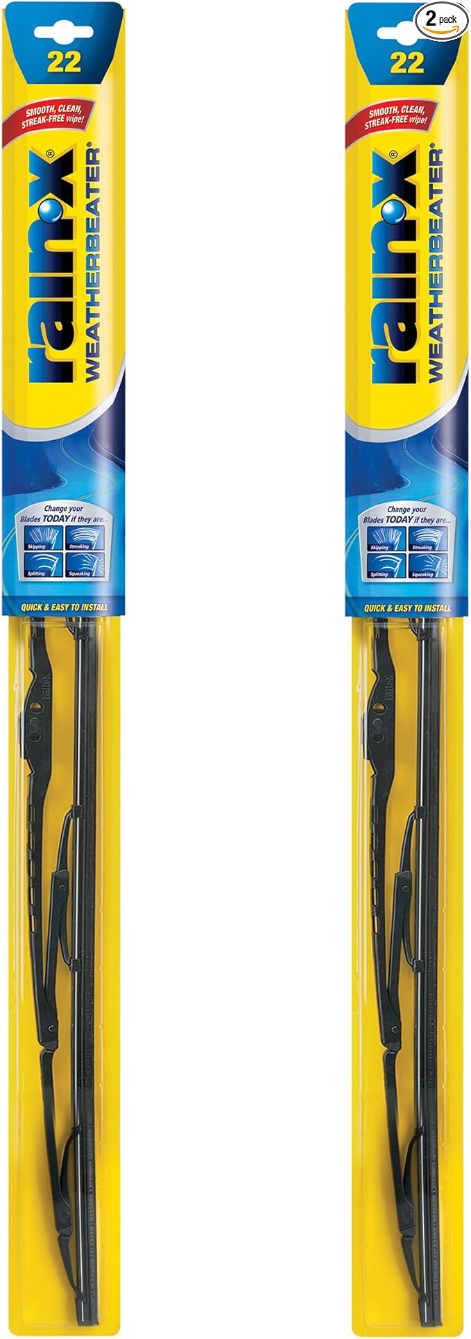 Rain-X 820149 WeatherBeater Wiper Blades, 22" Windshield Wipers (Pack of 2), Automotive Replacement Windshield Wiper Blades That Meet Or Exceed OEM Quality And Durability