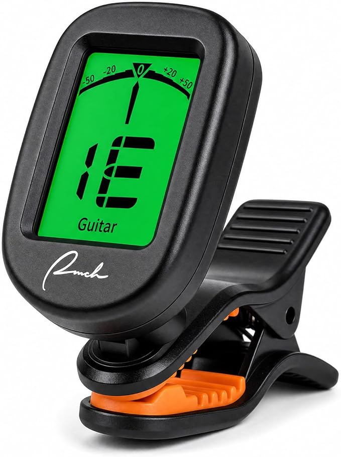 Ranch Clip-On Tuner for Guitar Bass Ukulele Violin Banjo - Chromatic | Vibration-Based Noise Immunity, 360° Rotatable Display, Multi-Instrument for Acoustic/Electric Guitar, Bass, Ukulele, Violin