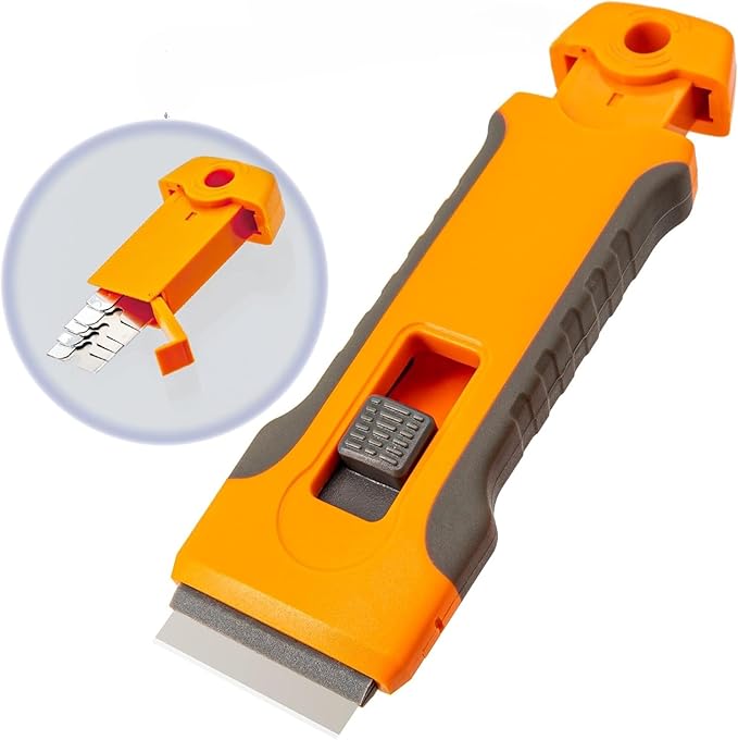 Razor Blade Scraper Tool with 5pcs Extra Blades, Cleaning Razor Scraper, Glass Top Stove Scraper for Oven Door, Cooktop Scraper, Glass Scraper Cleaning Paint