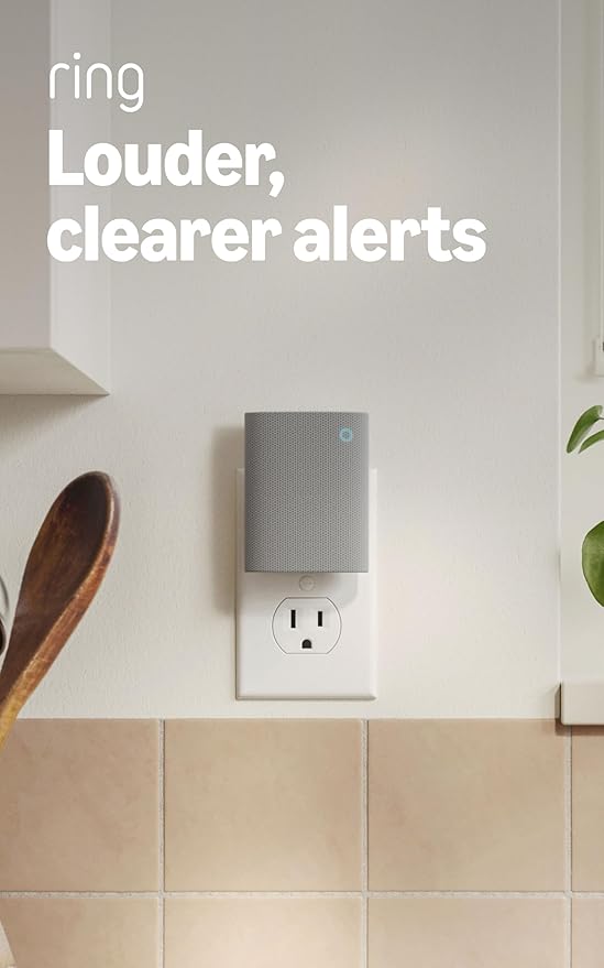 Ring Chime — Enhanced audio for real-time alerts you can hear from anywhere, easy plug-in setup, simple wifi & Bluetooth connectivity, sleek design, White