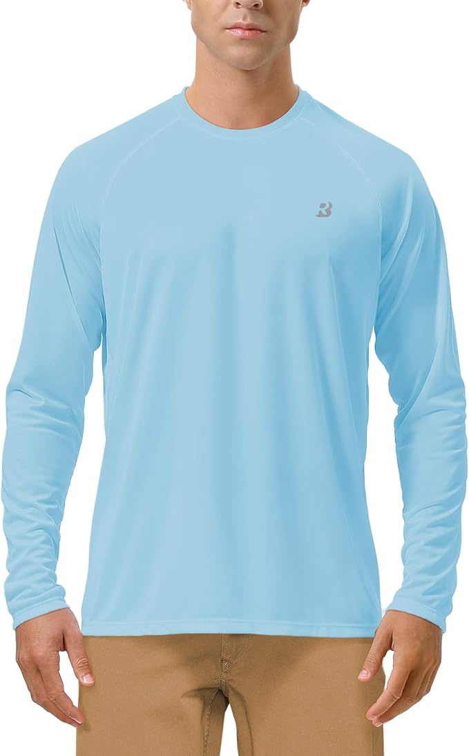Roadbox Mens UPF 50+ UV Sun Protection Shirts Outdoor Long Sleeve SPF Rash Guard for Fishing Hiking Swimming Running