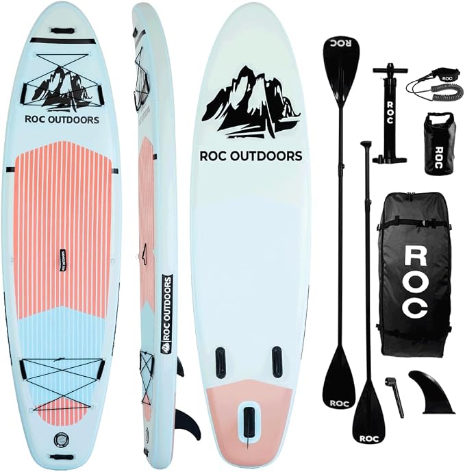 Roc Inflatable Stand Up Paddle Board 10' 6" with Premium SUP Paddle Board Accessories, Wide Stable Design, Non-Slip Comfort Deck for Youth & Adults
