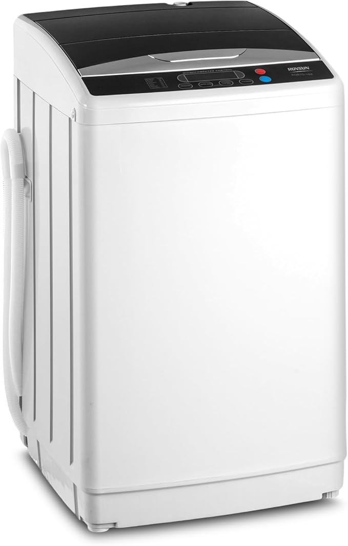 ROVSUN 25LBS Portable Washing Machine, Full-Automatic Electric Laundry Machine with Stainless Steel Drum, Compact Washer and Spin Dryer Combo with Drain Pump for Home, Apartment