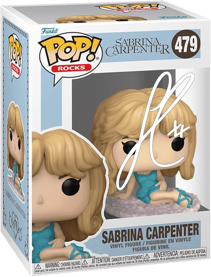 Sabrina Carpenter in Night Gown #479 Facsimile Signed Reprint Laser Autographed Funko POP! Rocks Figurine with Protector Case