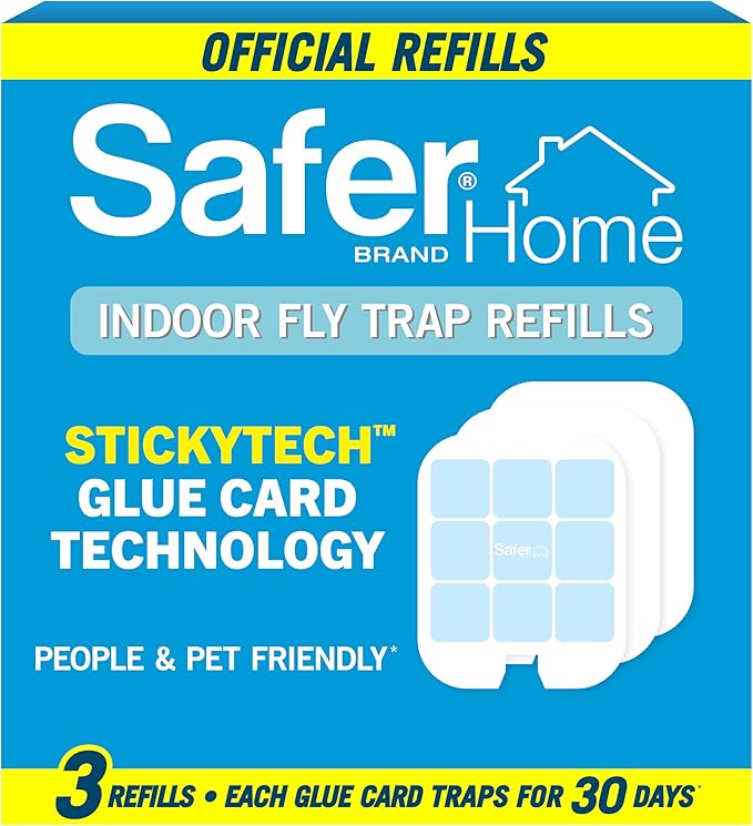 Safer Home Flying Insect Trap Official Refills | 3 Glue Card Refills for Plug-In Fruit Fly, Moth & Gnat Trap, Fruit Fly Killer, 24/7 Catch, SH503