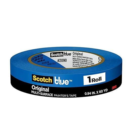 ScotchBlue Original Multi-Surface Painters Tape, 1 Inch Wide (0.94 in. x 60 Yds), 1 Roll, Blue Paint Tape Protects Surfaces and Removes Easily, Masking Tapes for Indoor and Outdoor Use (2090-24NC)