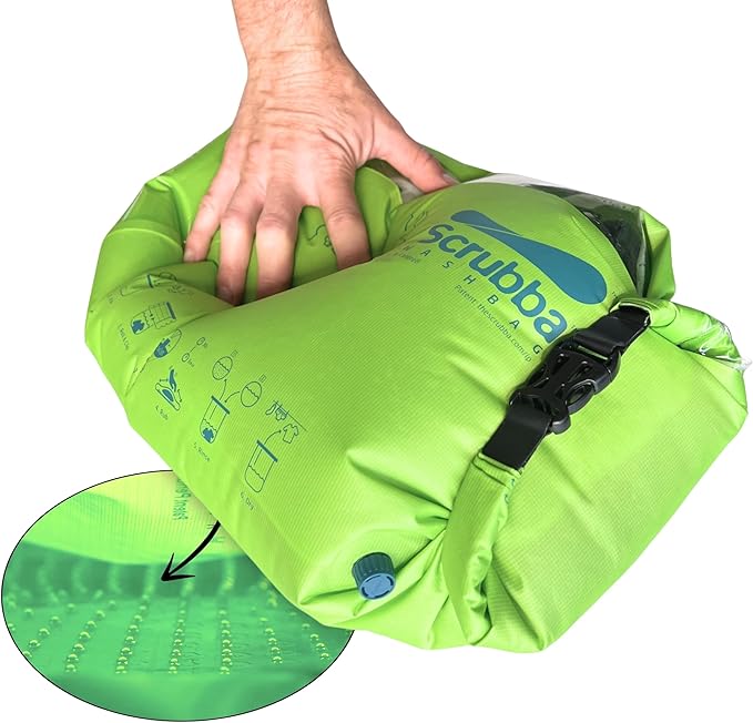 Scrubba Wash Bag - Patented Washboard-in-a-Bag™ Portable Travel Washing Machine for Camping, Backpacking, Cruises & Hotels - Pack Light, Wash Clothes Anywhere in Minutes (5 oz)