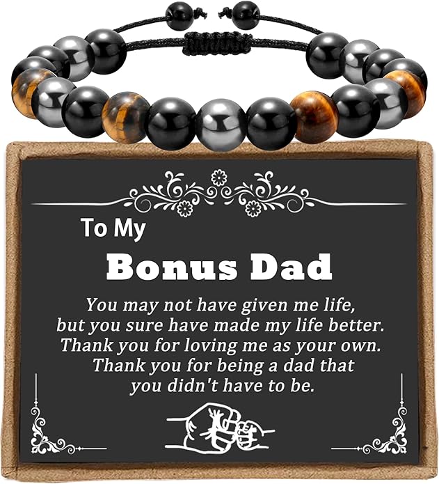Sereney Fathers Day Gift for Dad Step Father Men, Happy Birthday Gifts for 9 10 11 12 13 15 16 21 30 40 50 60 Year Old Boy as Adjustable Triple Protection Bracelet for Him