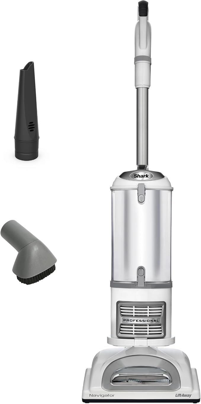 Shark Upright Vacuum Cleaner | Navigator Lift-Away | Pet Hair, Carpet & Hard Floor Cleaning | Dusting Brush & Crevice Tool | HEPA Filter | Swivel Steering | White/Silver | NV356E