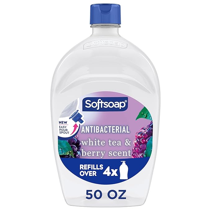 Softsoap Antibacterial Liquid Hand Soap, Kitchen and Bathroom Hand Soap, White Tea and Berry Scent, 50 fl oz Refill