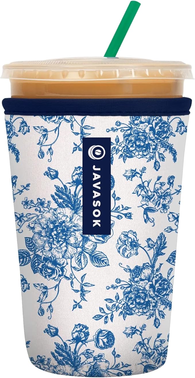 Sok It JavaSok Iced Coffee & Cold Soda Insulated Neoprene Cup Sleeve (Like Fine China, Medium: 22-28oz)
