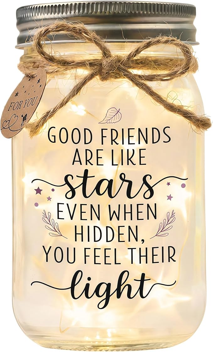 SOLMAY Friendship Gifts for Women, Unique Birthday Gifts for Women, Best Friend High School Graduation Gift, Long Distance Keepsake, Sentimental Mason Star Jar