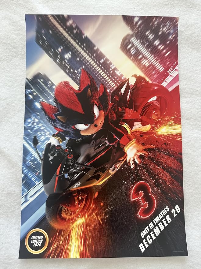 SONIC THE HEDGEHOG 3-12"x18" Original Promo Movie Poster 2024 Shadow