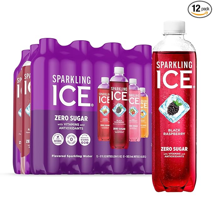 Sparkling Ice Purple Variety Pack, Flavored Water, Zero Sugar, with Vitamins and Antioxidants, 17 fl oz, 12 count (Black Raspberry, Cherry Limeade, Orange Mango, Kiwi Strawberry)