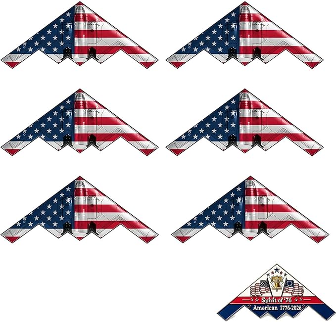 Spirit of ’76 B-2 Stealth Bomber Challenge Coin – USA 250th Anniversary Patriotic Collectible, 1776-2026 Military Coin with Liberty Bell & Flag for Veterans & Aviation Enthusiasts (6PCS)