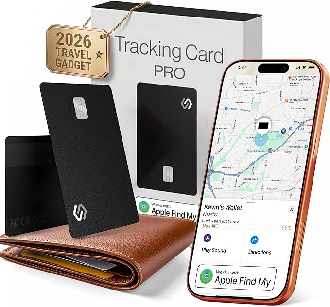 SPOTMINDERS Apple MFi Certified Wallet Tracker PRO Works with Apple Find My IP68 Rechargeable Tracking Card for Wallet Luggage Passport 0.07in Slim Credit Card Design Item Finder
