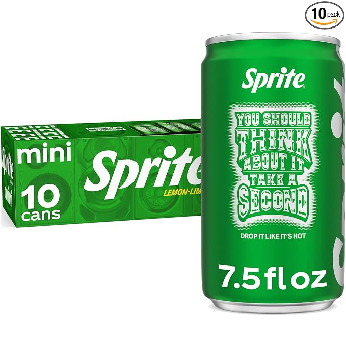 Sprite Lemon-Lime Caffeine Free Soda Soft Drink Fridge Pack Mini Cans, 7.5 fl oz, 10 Pack