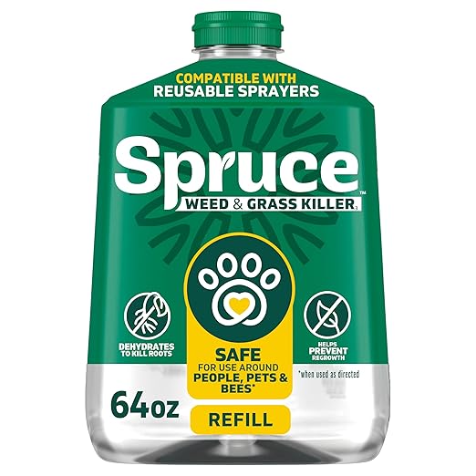 Spruce Weed Killer Refill - Versatile Weed & Grass Killer₃ for Flower Beds, Driveways & Mulch Beds - No Pour, No Mix, No Mess Refill - Kills Dandelions, Crabgrass & More (64 Oz)