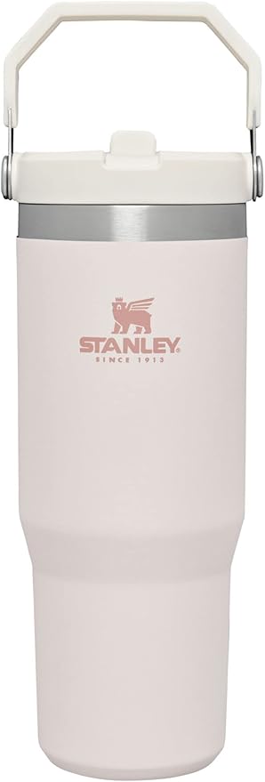 STANLEY IceFlow Flip Straw Tumbler with Handle 30 oz | Twist On Lid and Flip Up Straw | Leak Resistant Water Bottle | Insulated Stainless Steel |BPA-Free | Rose Quartz 1.0