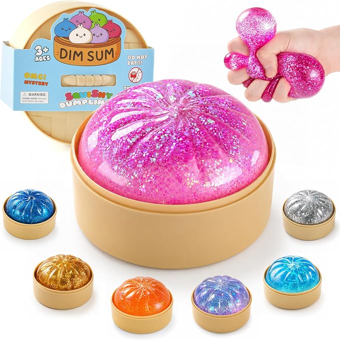 Sugar Dumpling Squishy Mystery Box - Cute Viral Squishy Dumpling Toy, Slow Rising Fidget Squeeze Toys for Stress Relief, Perfect for Desk Toys & Party Favors(Flash Pink)