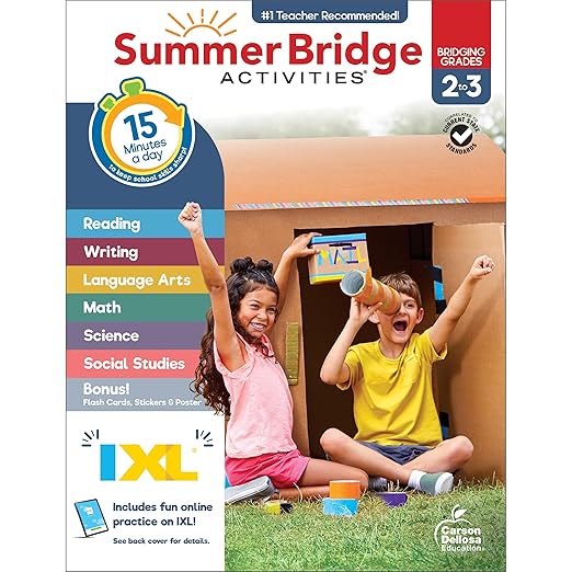 Summer Bridge Activities 2nd to 3rd Grade Workbooks, Activity Book With Math, Language Arts, Reading Comprehension, Science, Social Studies, Writing, Fitness, Flash Cards, Stickers and More