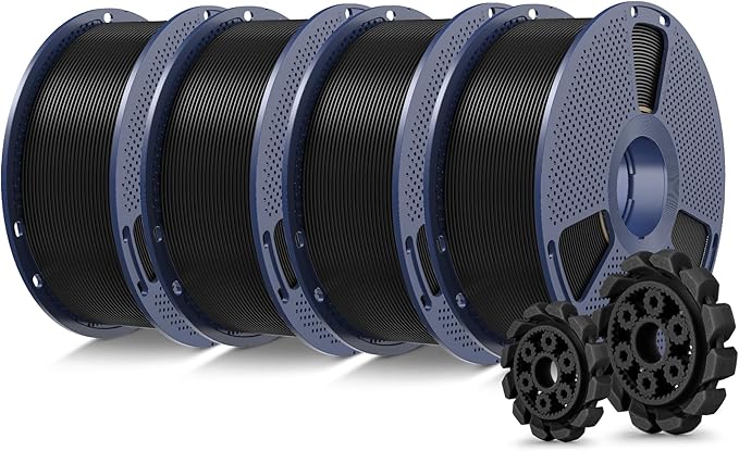 SUNLU PLA+2.0 3D Printer Filament Bundle, 4KG Upgrade PLA+ Filament 1.75mm, Tougher and Stronger, Dimensional Accuracy +/-0.02mm, 1KG per Spool, 4 Packs, 4KG Total, Black