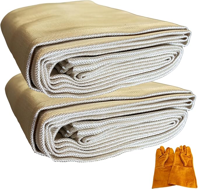 Supa Ant 6x8ft. Welding Blanket Fireproof (Pack of 2) - Heavy Duty Weld Fire Blanket Tools - Welders Cover for Men Curtain with Gloves - Large Welding Gear for Welder Accessories