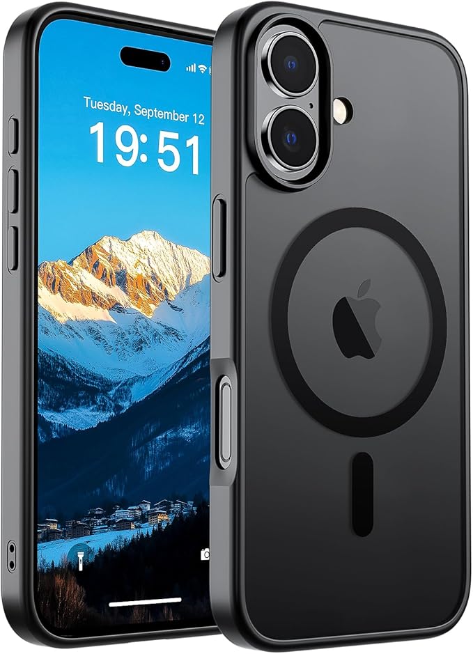 SUPFINE Magnetic for iPhone 17 Case (Compatible with MagSafe)(Military Grade Drop Protection) Translucent Matte Shockproof with Anti-Fingerprint Phone Cover,Black