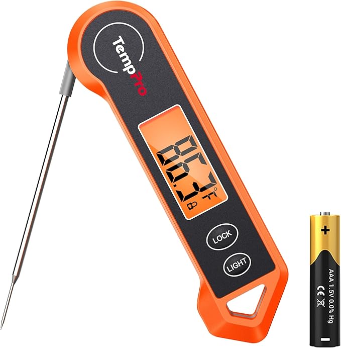 TempPro TP19H Digital Meat Thermometer for Cooking, 1 Sec Instant Read Food Thermometer with Motion-Sensing Wake for BBQ Grill Oil Fry Candy for Fathers Day Gift for Dad Men (Previously ThermoPro)