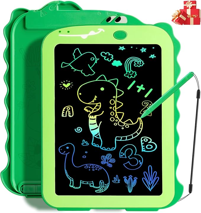 Teriph LCD Writing Tablet for Kids, Colorful Toddlers Toys Drawing Board, Educational Kid Toys, Doodle Pad Dinosaur Toy for 3 4 5 6 7 8 Year Old Boys Girls Birthday Party Xmas,8.5inch & Green