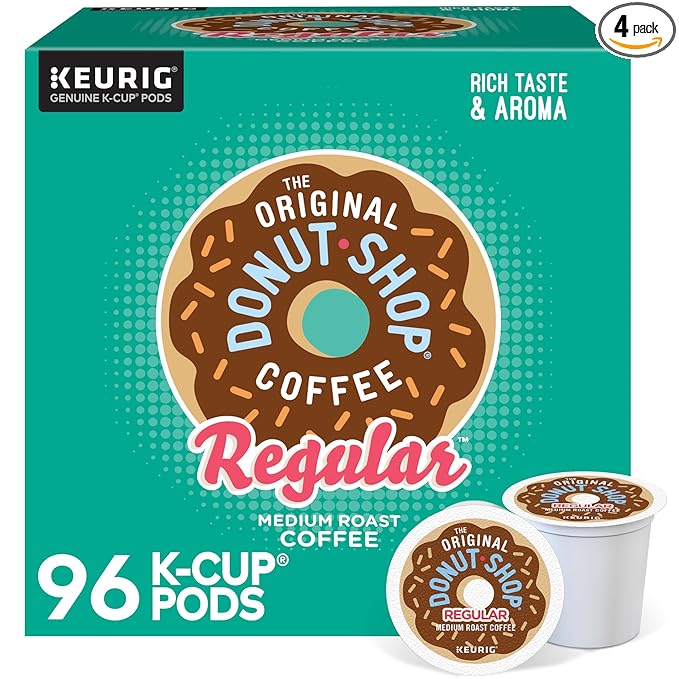 The Original Donut Shop Regular, Single-Serve Keurig K-Cup Pods, Medium Roast Coffee Pods, 96 Count