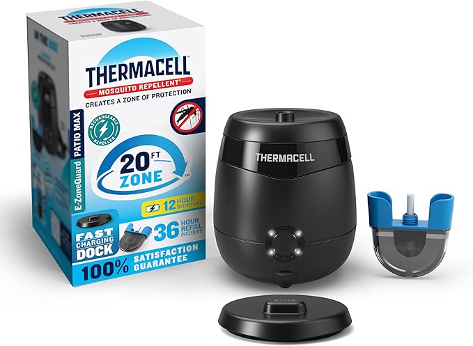 Thermacell E-Series Rechargeable Mosquito Repeller with 20’ Mosquito Protection Zone; Bug Spray Alternative; Scent Free