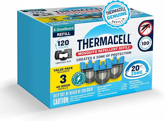 Thermacell Rechargeable Mosquito Repeller Refills; Advanced Repellent Formula Provides 20 Foot Protection Zone; Compatible with Thermacell E-Series & Radius Only; No DEET, Spray or Flame