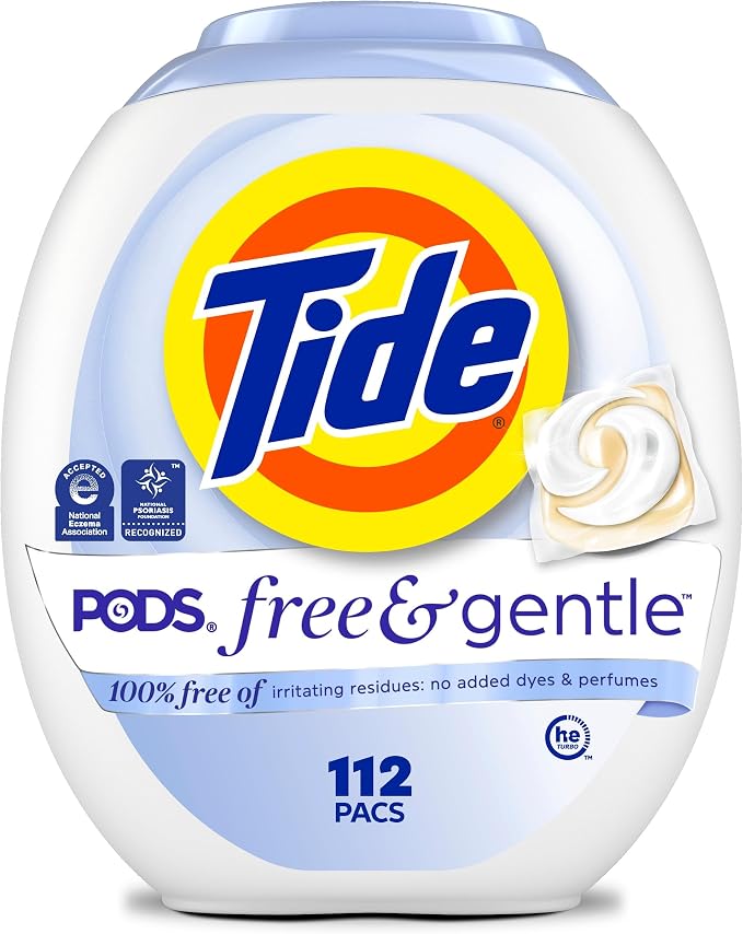 Tide PODS Free & Gentle Laundry Detergent Soap Pacs, 112 Count, Tide PODS Laundry Detergent, Laundry Detergent Pacs, Laundry PODS Detergent