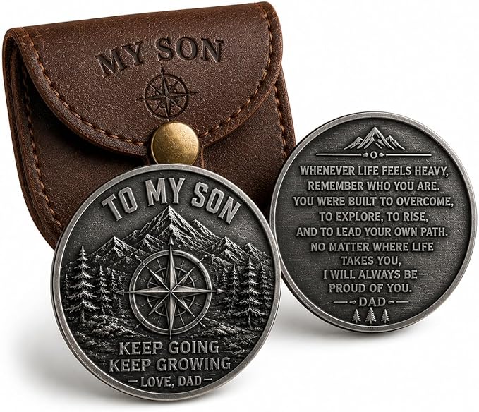 to My Son Challenge Coin from Dad, Inspirational Graduation Gift for Son, Encouragement Keepsake Gift for Boys Men from Father