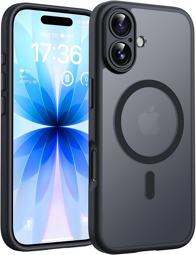 TOCOL for iPhone 17 Case, Compatible with Magsafe, Full Camera Protection, Built-in Magnets, Drop Protection, Translucent Matte Phone Case for iPhone 17 6.3 inch (Black)