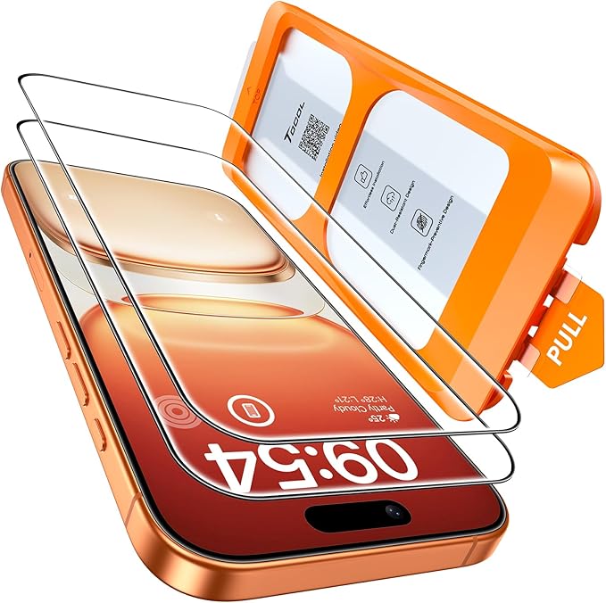 TOCOL for iPhone 17 Pro Max Screen Protector/iPhone 16 Pro Max Screen Protector 6.9-Inch Instant Installation Tempered Glass HD Clear Full Coverage Protection Case Friendly 2 Pack