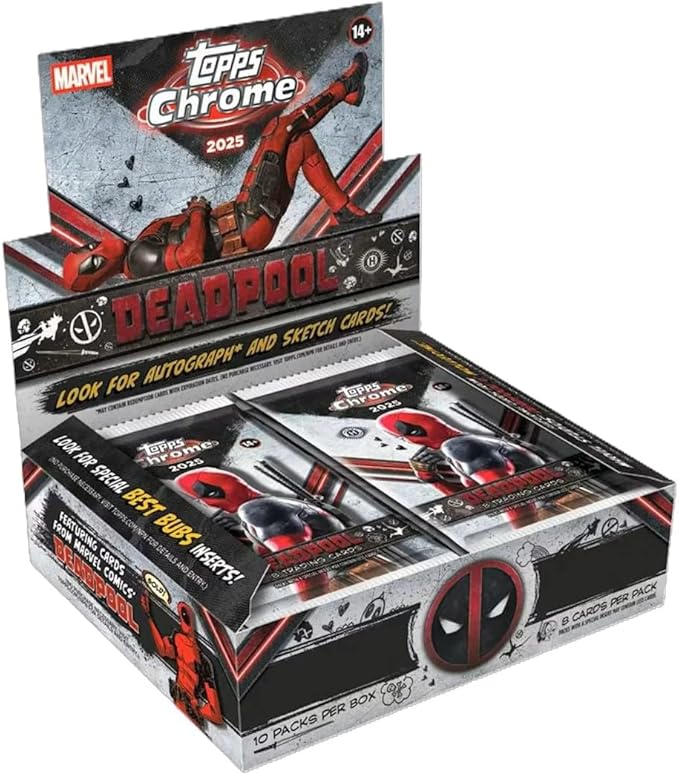 Topps 2025 Chrome Marvel Deadpool Hobby Box, Trading Cards, Look for Autograph and Sketch Cards