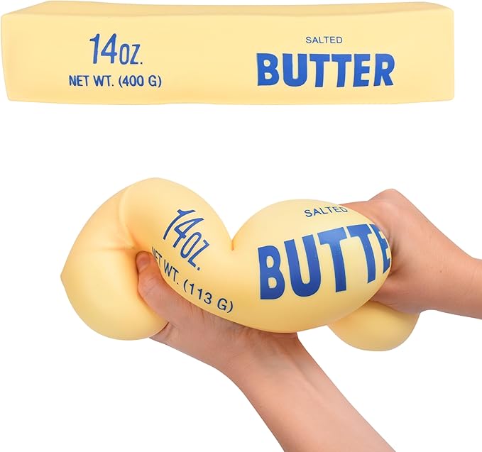 Toymendous Squeeze Butter, Jumbo Squishy Stress Toy, Children Ages 3+, 10.5 inches Long, Stretch & Squish