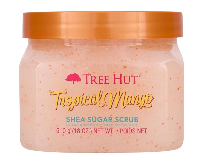 Tree Hut Tropical Mango Body Scrub, Exfoliating & Hydrating Sugar Scrub with Shea Butter & Essential Oils, Smooth Skin, Body Exfoliator For All Skin Types, Self Care Gifts for Women, Vegan, 18 Oz