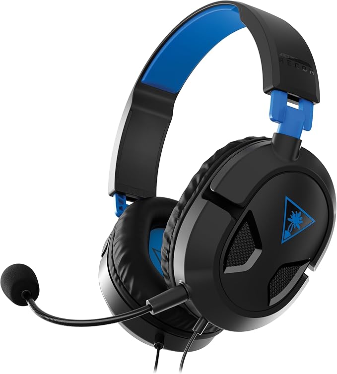 Turtle Beach Recon 50 Wired Multiplatform Gaming Headset for PS5, Xbox, PC | PlayStation, PS4, Xbox Series X|S, Xbox One, Mobile, Removable Mic, 40mm Speakers, In-Line Controls, Lightweight, Black Blue