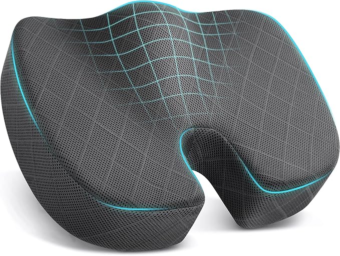 TushGuard Seat Cushion - Memory Foam Sitting Pillow for Office Chair, Car Seat, Airplane, Bleacher - Sciatica & Hip & Coccyx Pain Relief Desk Chair Cushion for Long Sitting Office Workers, Car Drivers