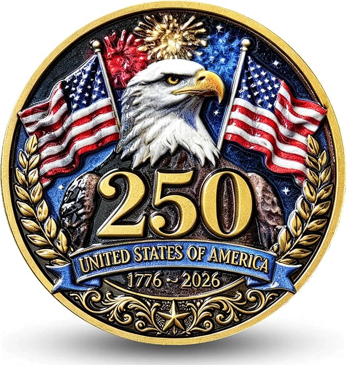United States 250th Anniversary Eagle & Capitol Challenge Coin - 1776-2026 Commemorative Collectible, Enamel Zinc Alloy, for Patriotic Celebrations (1.57")