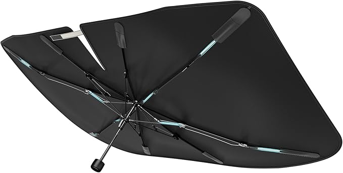 [Upgraded] Nmoiss Windshield Sun Shade Umbrella - [Vinyl Coating Heat Shield] Protect Car from Sun Rays & Heat Damage Keep Cool and Protect Interior, Spring Structure Edge Medium 56" L x 31" W